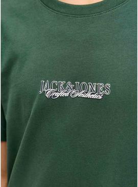 Camiseta Jack and Jones Bleecker verde para criança.