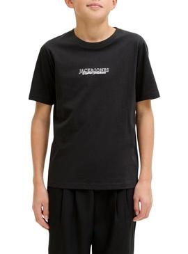 Camiseta Jack and Jones Bleecker preta para criança.