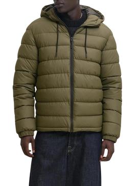 Jaqueta Jack and Jones Pont PU acolchoada verde para homem.