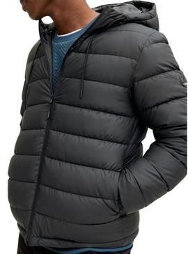 Jaqueta Jack and Jones ponte PU acolchoada preta para homem