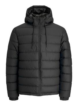 Jaqueta Jack and Jones ponte PU acolchoada preta para homem