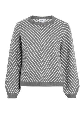 Camisola Vila Vikhaia listrada cinza para mulher.