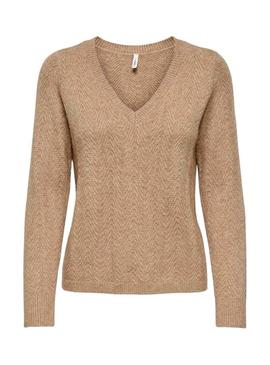 Camisola Only Hellen tostado para mulher.