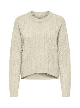 Camisola Katia Bege Trançada Apenas para Mulher.