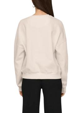 Moletom Only Rolling Stones bege para mulher.