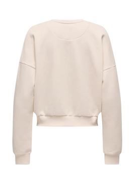 Moletom Only Rolling Stones bege para mulher.