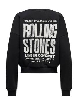 Moletom Only Rolling Stones preto para mulher.