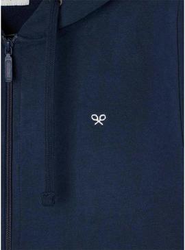 Moletom clássico com capuz e zíper marinho da Silbon para homem.