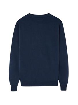 Moletom Silbon com meio ziper e pana marinho para homem.