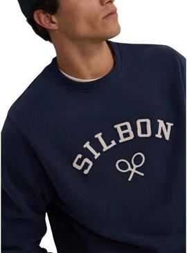 Moletom Silbon com meio ziper e pana marinho para homem.