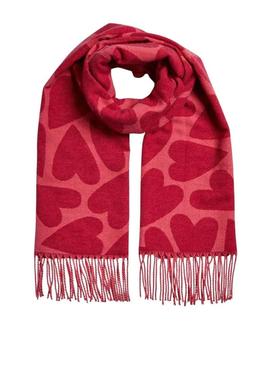 Lenço Pieces Marlin estampado corações vermelhos para mulher.