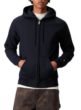 Moletom com zíper Carhartt Chase com capuz azul marinho para homens