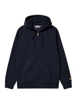Moletom com zíper Carhartt Chase com capuz azul marinho para homens