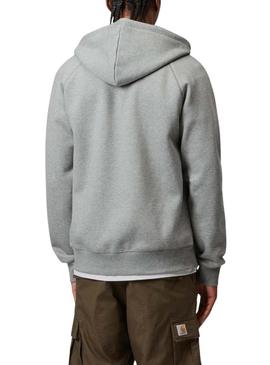 Moletom com zíper Carhartt Chase capuz cinza para homem