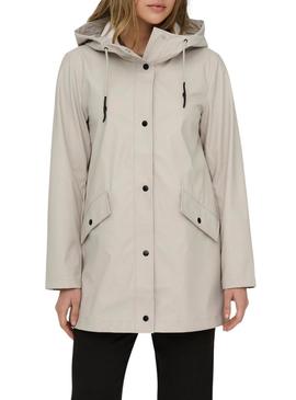 Capa de chuva Only Elisa bege para mulher.