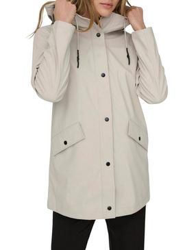 Capa de chuva Only Elisa bege para mulher.