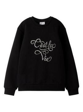 Moletom Name It Fretta Paris preto para menina