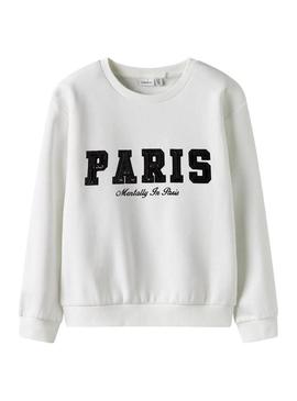 Moletom Name It Fretta Paris branco para menina.