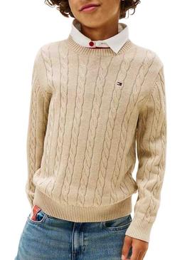 Camisola Tommy Hilfiger Cable bege para criança