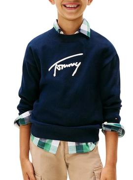 Camisola Tommy Hilfiger Varsity azul marinho para criança.