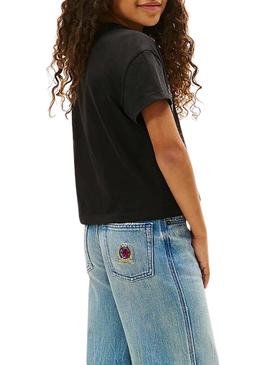 Camiseta Tommy Hilfiger Varsity animal print preta para menina