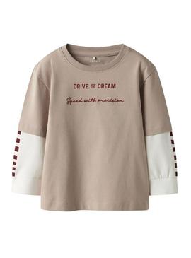 Camiseta Name It Richael bege para menino.