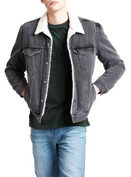 Casaca Levis Trucker Sherpa Cinza Homem