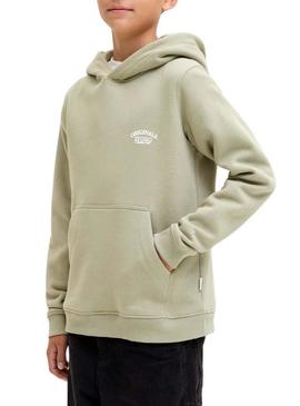Blusa com capuz verde Jack and Jones Greene Branding para crianças.