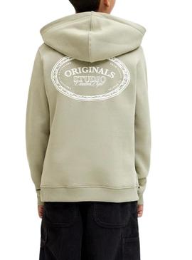 Blusa com capuz verde Jack and Jones Greene Branding para crianças.