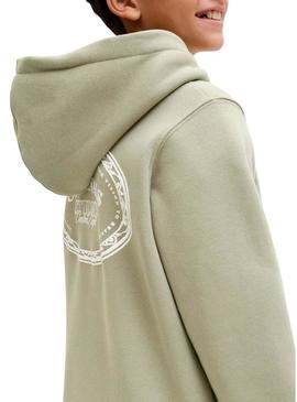 Blusa com capuz verde Jack and Jones Greene Branding para crianças.