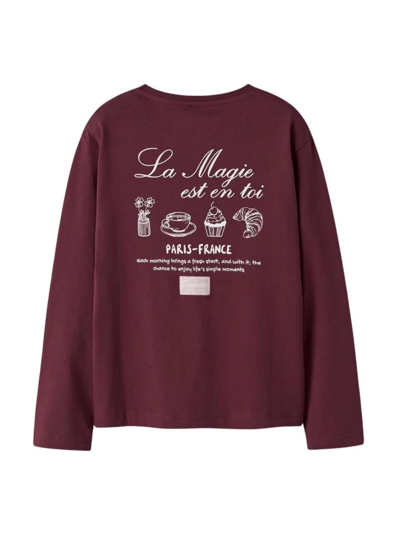 Camiseta Name It Paris grená para menina