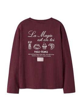 Camiseta Name It Paris grená para menina