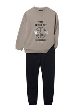 Conjunto de chándal Mayoral Game bege e preto para menino.