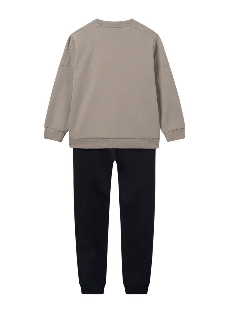Conjunto de chándal Mayoral Game bege e preto para menino.