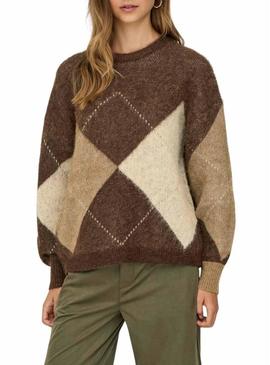 Camisola Only Noeme Jacquard tostada para mujer