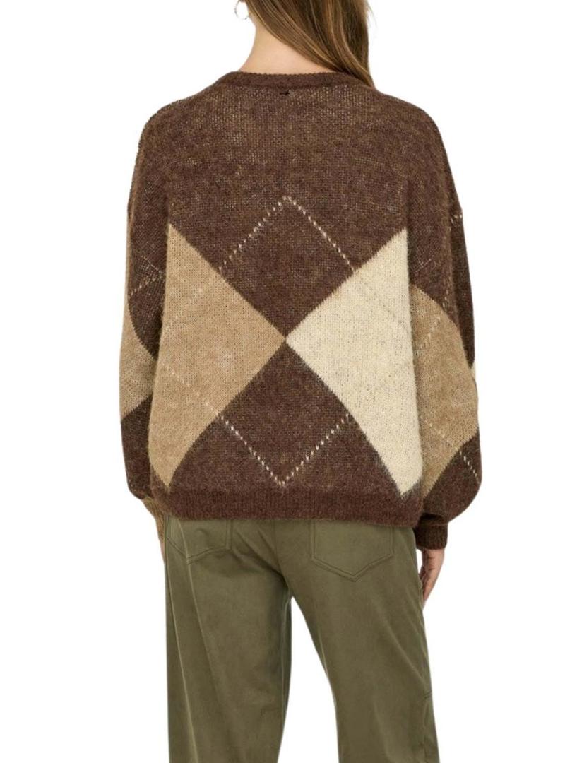 Camisola Only Noeme Jacquard tostada para mujer