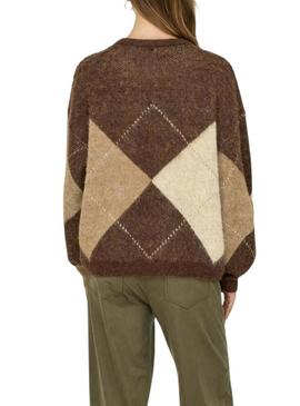 Camisola Only Noeme Jacquard tostada para mujer