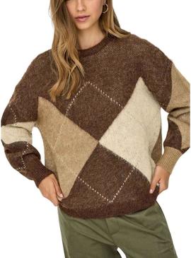 Camisola Only Noeme Jacquard tostada para mujer