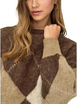 Camisola Only Noeme Jacquard tostada para mujer