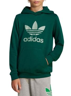 Moletom Adidas Trefoil verde para meninas e meninos