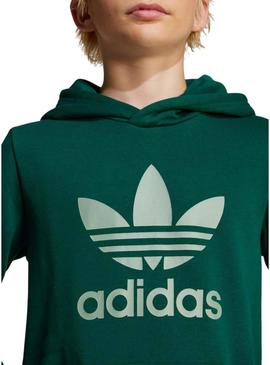Moletom Adidas Trefoil verde para meninas e meninos