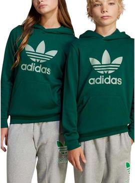 Moletom Adidas Trefoil verde para meninas e meninos