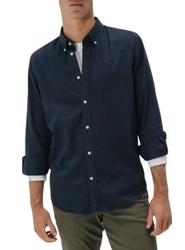 Camisa El Pulpo casual sarja tingida azul marinho para homem