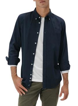 Camisa El Pulpo casual sarja tingida azul marinho para homem