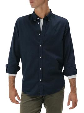 Camisa El Pulpo casual sarja tingida azul marinho para homem