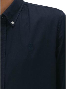 Camisa El Pulpo casual sarja tingida azul marinho para homem