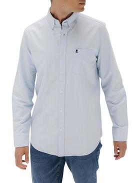 Camisa El Pulpo casual com bolso Oxford azul para homem.