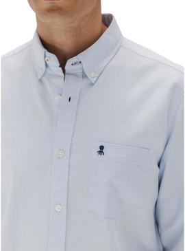 Camisa El Pulpo casual com bolso Oxford azul para homem.