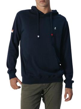 Moletom El Pulpo com capuz bordado heritage azul marinho para homem.