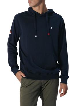 Moletom El Pulpo com capuz bordado heritage azul marinho para homem.